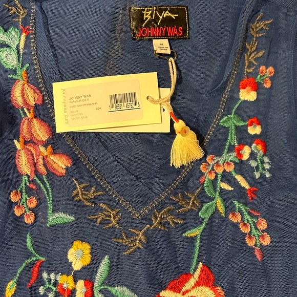 Johnny Was Johnny Was Mazzy Bias Slip Dress Blue Dream - Picture 9 of 16